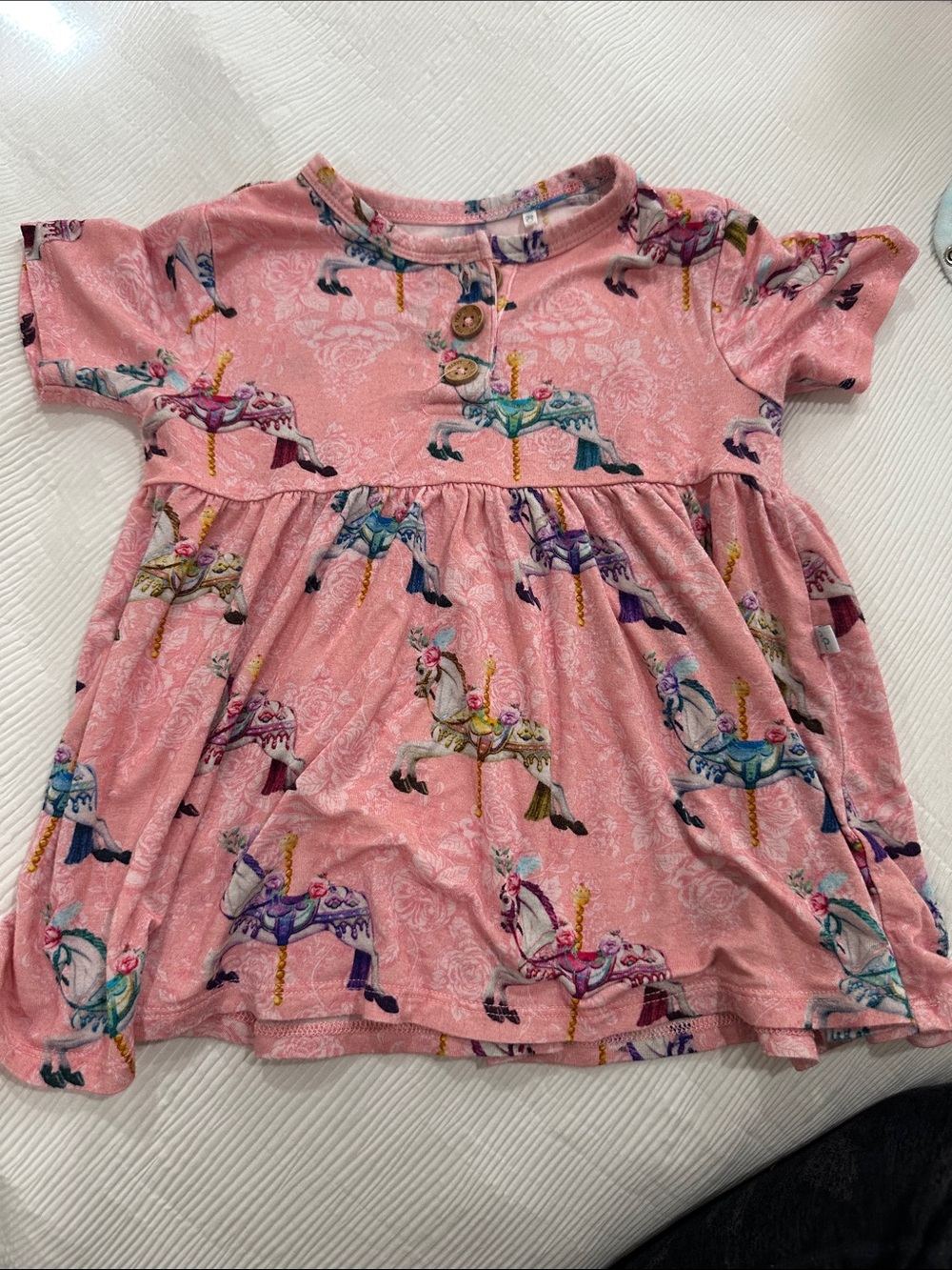 Posh Peanut Pink Carousel Horse Short Sleeve Top